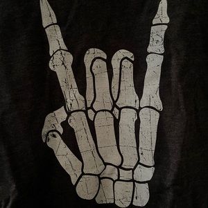 Skeleton Rock n Roll Hand T shirt